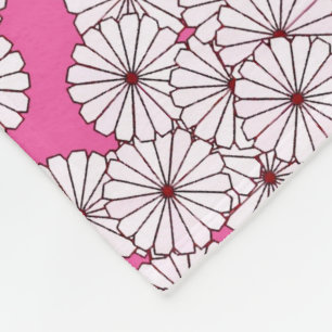 Cobertor De Velo Teste padrão de flor do art deco - branco no rosa