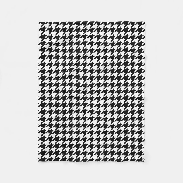 Cobertor De Velo Teste padrão de Houndstooth preto e branco (Frente)