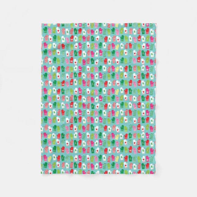 Cobertor De Velo Teste padrão dos mitenes do feriado do Natal (Frente)