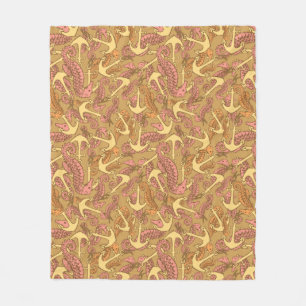 Cobertor De Velo Teste padrão esboçado do cavalo marinho e da