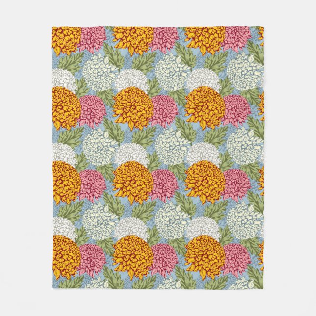 Cobertor De Velo Teste padrão excelente com crisântemos (Frente)