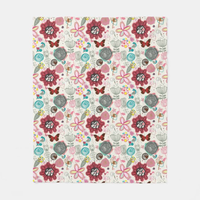 Cobertor De Velo Teste padrão floral no estilo retro 5 (Frente)