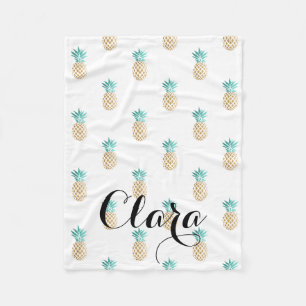 Cobertor De Velo teste padrão fresco tropical do abacaxi do ouro do