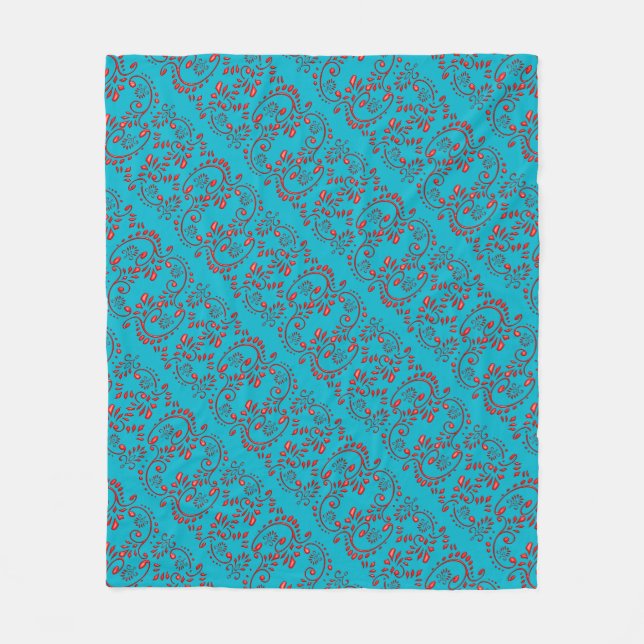 Cobertor De Velo Teste padrão indiano do henna da flor de lis (Frente)