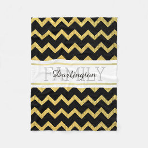 Cobertor De Velo Teste padrão preto e Dourado de Chevron do