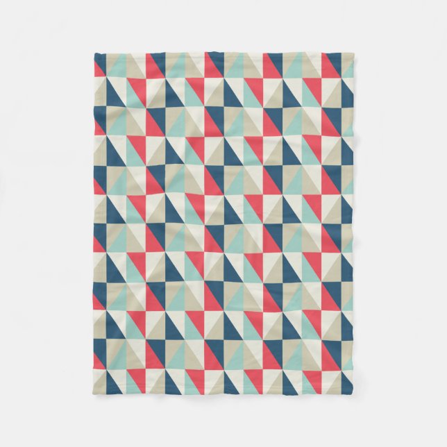 Cobertor De Velo Teste padrão vermelho e azul geométrico retro dos (Frente)
