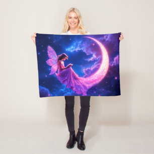 Cobertor De Velo Testemunho de fada da lua rosa-rosa estrelado arte