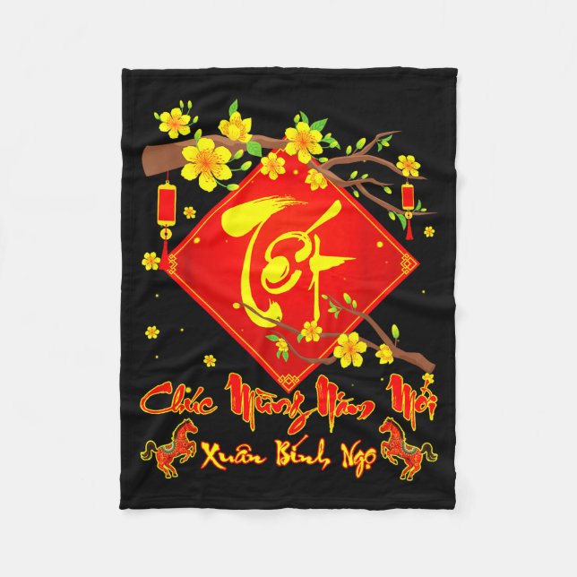 Cobertor De Velo Tet 2026 Chuc Mung Nam Moi Xuan Binh Ngo Vietnames (Frente)