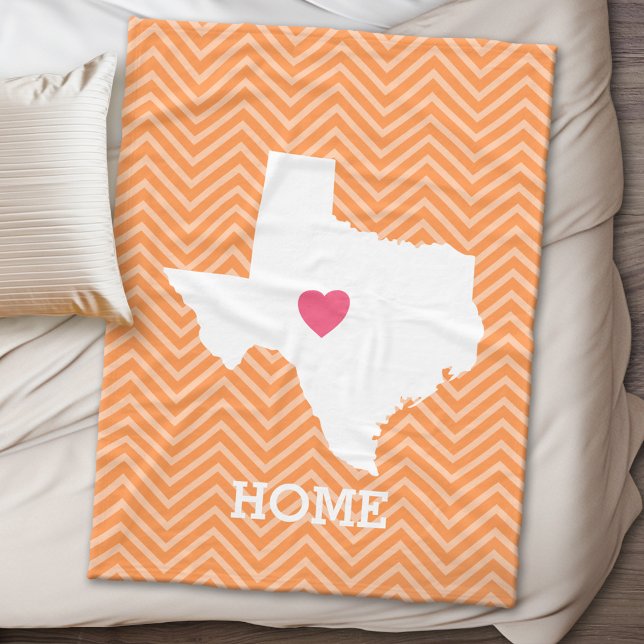 Cobertor De Velo Texas Home State Love com Custom Heart Opcional (Texas Personalized Fleece Blanket)