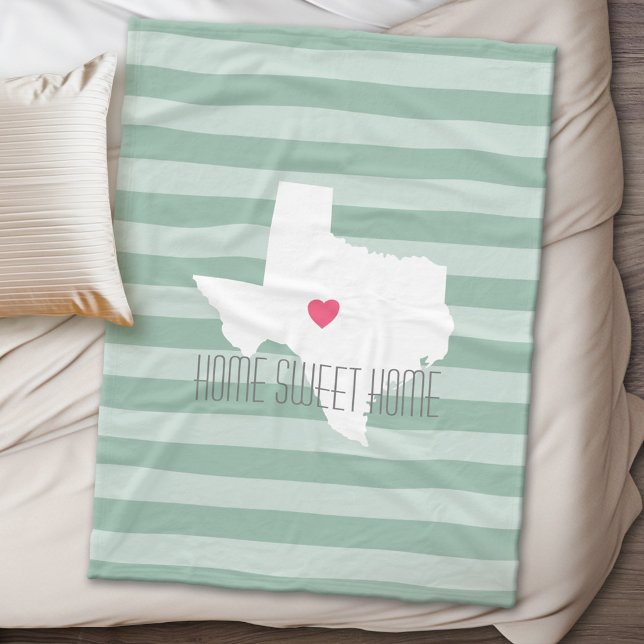 Cobertor De Velo Texas Home State Love with Custom Heart (Texas Personalized Fleece Blanket)