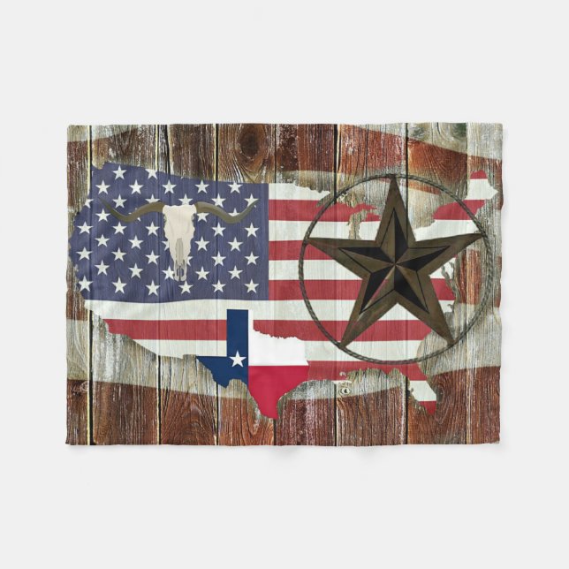 Cobertor De Velo Texas Lone Star Texas Long Horn (Frente (Horizontal))