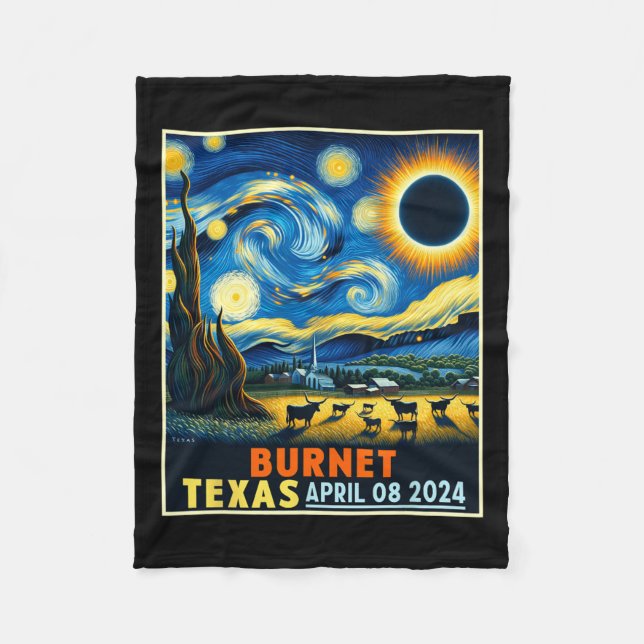 Cobertor De Velo Texas Total Solar Eclipse 2024 Starry Night (Frente)
