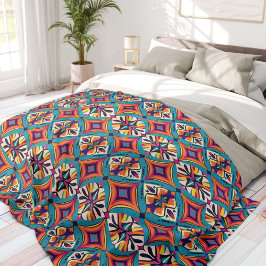 Cobertor De Velo Téxtil Tribal Laranja e Azul