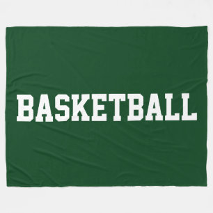 Cobertor De Velo Texto BASKETBALL Branco em Negrito sobre Verde Flo