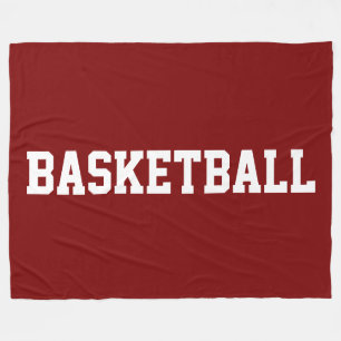 Cobertor De Velo Texto BASKETBALL Branco em Negrito Sobre Vermelho