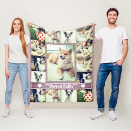 Cobertor De Velo Texto de colagem de modelo de gato de cão personal