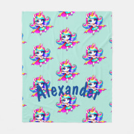 Cobertor De Velo Texto de T-Shirt de marinho verde de super-menina 