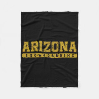 Cobertor De Velo Texto de Vintagem Amarelo do Snowboard da arizona