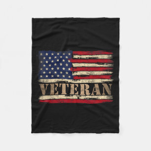 Cobertor De Velo Texto em negrito Retro Veterano Bandeira dos EUA D