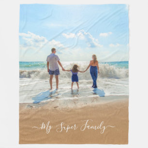 Cobertor De Velo Texto Fotográfico de Design único - Super Famíl