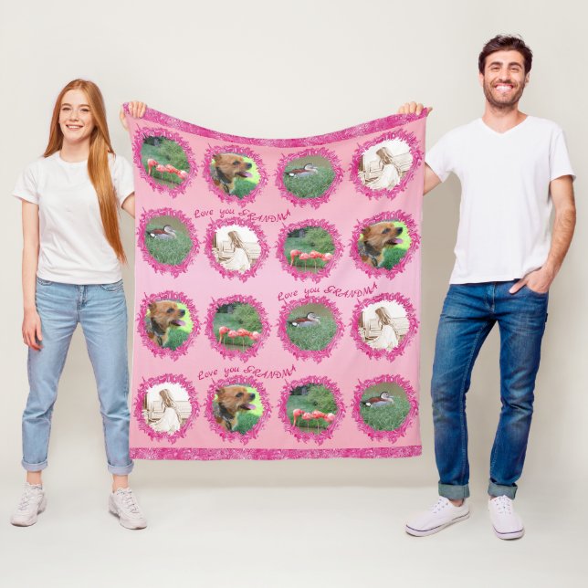 Cobertor De Velo Texto personalizado de 4 fotos te ama vovó (In Situ)