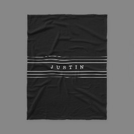 Cobertor De Velo Texto personalizado e faixas modernas | Preto e br