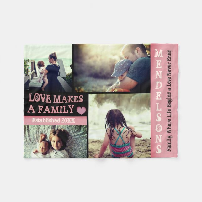 Cobertor De Velo Texto personalizado moderno e colagem de fotos per (Frente (Horizontal))