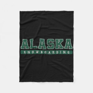 Cobertor De Velo Texto Vintage Verde do Alaska Snowboard
