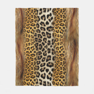 Cobertor De Velo Textura com pelo: raposa e leopardo.