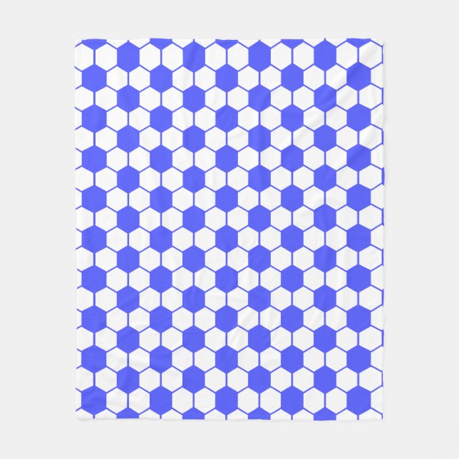 Cobertor De Velo Textura de Bola de Futebol - Branco e Azul  (Frente)