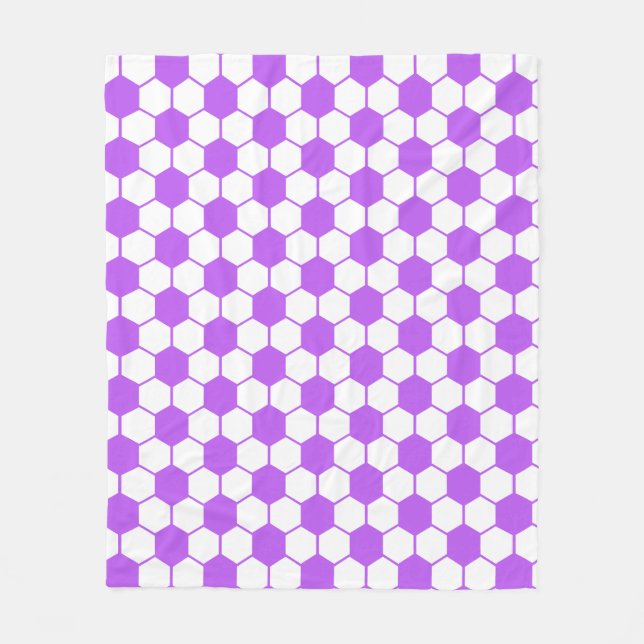 Cobertor De Velo Textura de Bola de Futebol - Branco e Roxo (Frente)