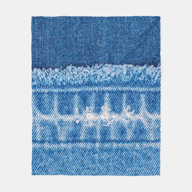 Cobertor De Velo Textura de denim de jeans azuis (Frente)