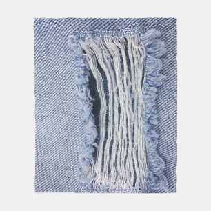 Cobertor De Velo Textura de Jeans rasgados azuis claros