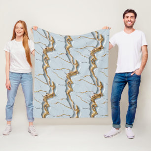 Cobertor De Velo Textura de Mármore Branco com Veias de Ouro Rachad