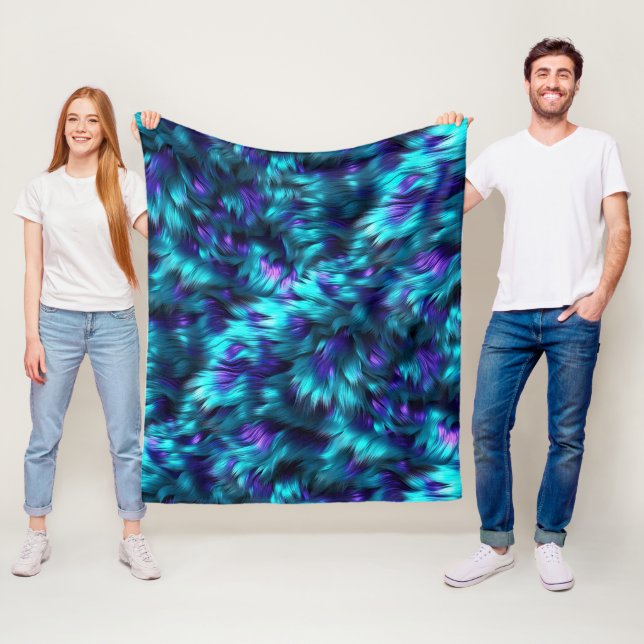 Cobertor De Velo Textura de pele de monstro azul e roxo (In Situ)