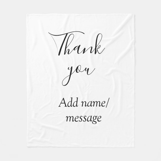 Cobertor De Velo Thank you add name message simple stylish calligra (Frente)