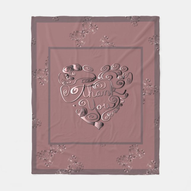 Cobertor De Velo "Thank you" Dusty Rose Fleece Blanket (Frente)
