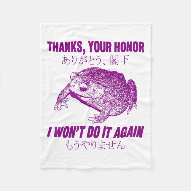 Cobertor De Velo Thanks Your Honor I Won't Do It Again Frog  (Frente)