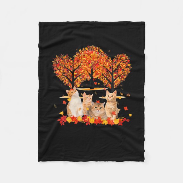 Cobertor De Velo Thanksgiving Maple Cat Heart Shape Tree Leaf (Frente)