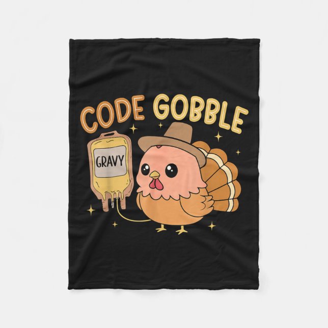Cobertor De Velo Thanksgiving Nurse Code Gobble Funny Rn Cna Medica (Frente)