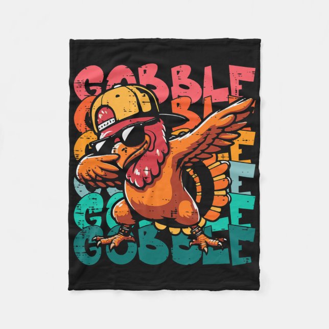 Cobertor De Velo Thanksgiving Turkey Dab Gobble Funny Toddler Boys  (Frente)