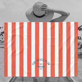 Cobertor De Velo The Beach Club Crest Orange Red Cabana Stripe