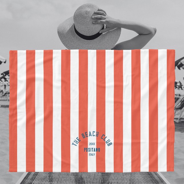 Cobertor De Velo The Beach Club Crest Orange Red Cabana Stripe (Criador carregado)