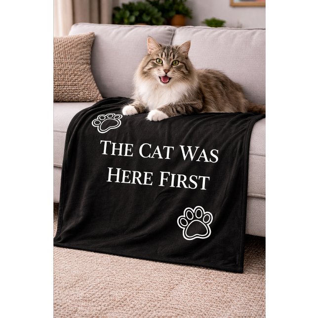 Cobertor De Velo The Cat Was Here First Minimalist Pillow (Criador carregado)