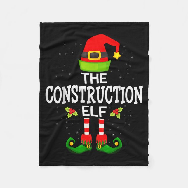Cobertor De Velo The Construction Elf Christmas Family Matching Paj (Frente)
