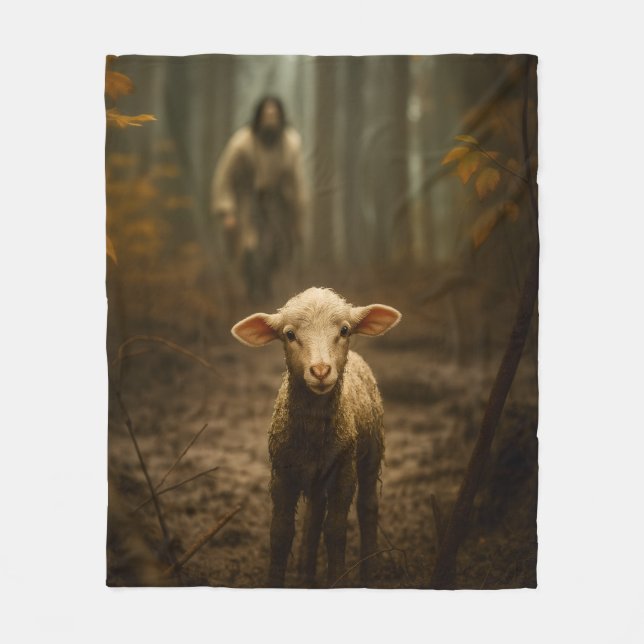 Cobertor De Velo The Good Shepherd and the Lost Lamb – Jesus & Lamb (Frente)