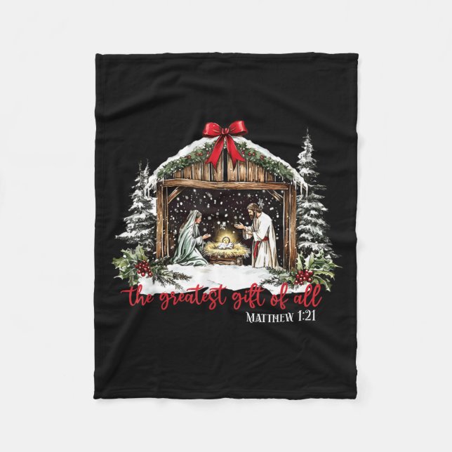 Cobertor De Velo The Greatest Gift Of All Jesus Baby Christian Xmas (Frente)