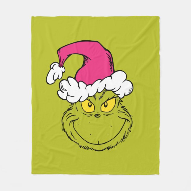Cobertor De Velo The Grinch in Pink Santa Hat (Frente)