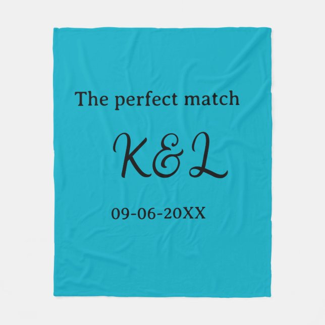 Cobertor De Velo The perfect match couple name letter date blue sim (Frente)