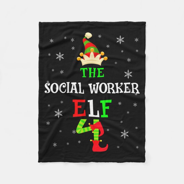 Cobertor De Velo The Social Worker Elf Christmas Elf Matching Famil (Frente)
